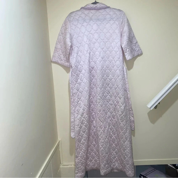 Women’s Vintage Rare Hamilton brand Grandma Pink Button  Down Long Robe Size M - Picture 14 of 16